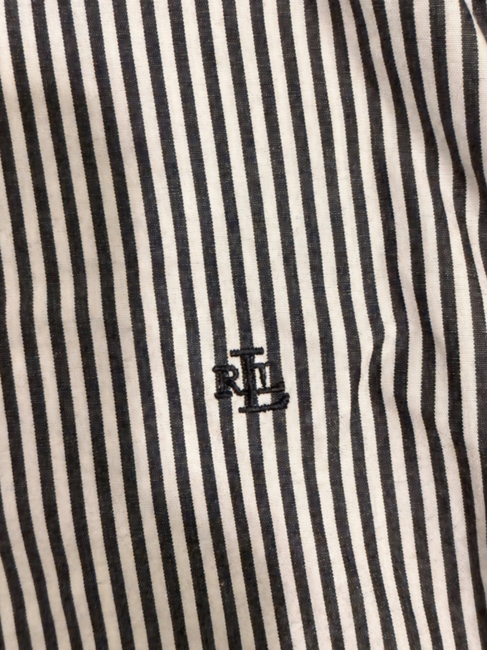 Lauren Ralph Lauren Black & White Vertical Stripe Button Up - Picture 4 of 9